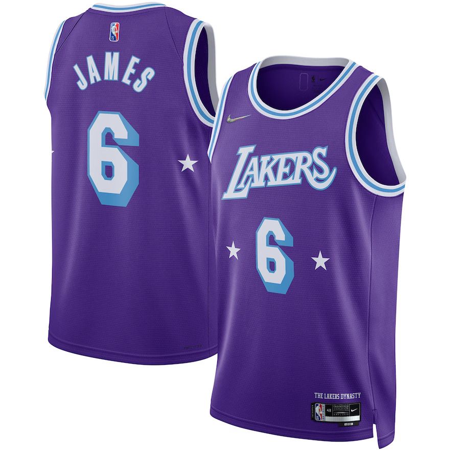 Men Los Angeles Lakers 6 LeBron James Nike Purple City Edition Swingman NBA Jersey